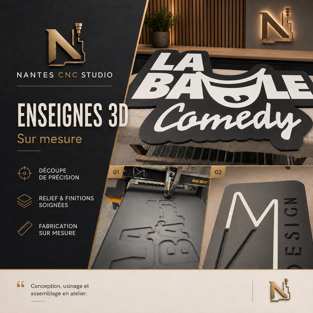 Enseignes 3D et logos relief CNC